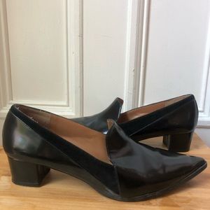 Leather Block Heel Mules